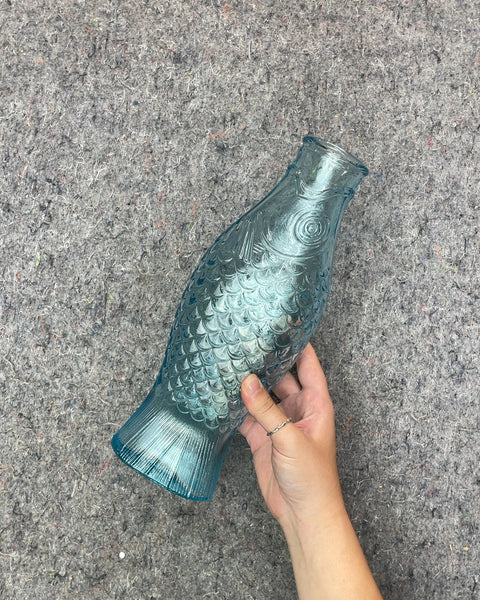 Blue Glass Fish Shaped Vase