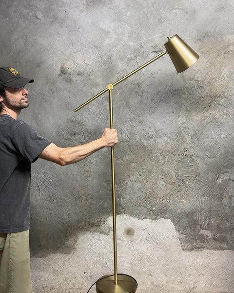 Brass Adjustable Floor Lamp, H60"
