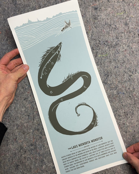 The Lake Mendota Monster Art Print, L19"