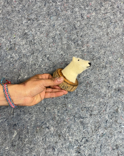 Felted Polar Bear Head Wall Decor