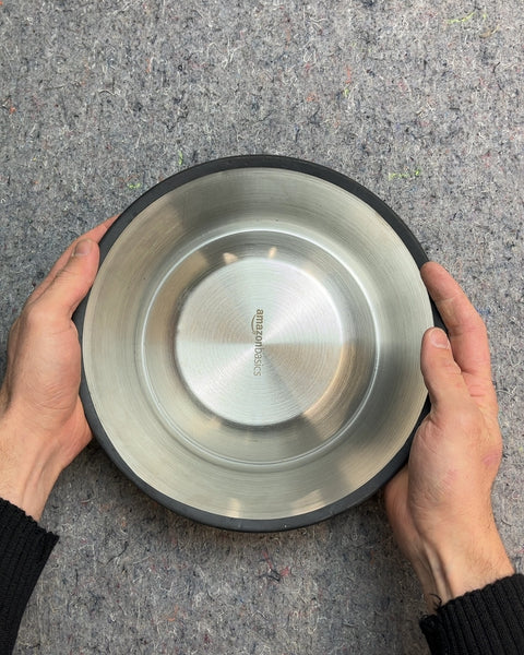 Large Amazon Basics Stainless Steel Pet Bowl