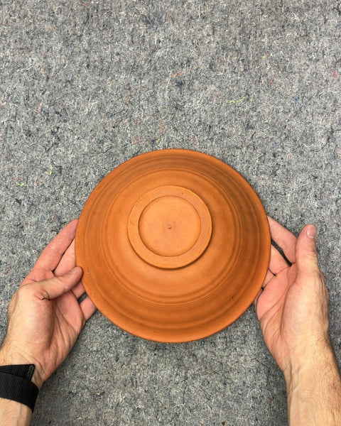 Super Pretty Terracotta and White Ceramic Serving Bowl, 9"