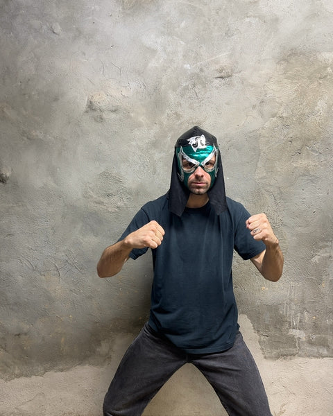 Green and Silver Lucha Libre Mask