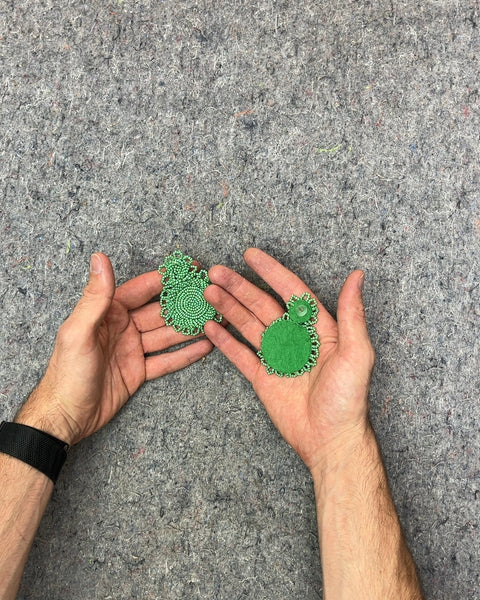 Green Beaded Earrings