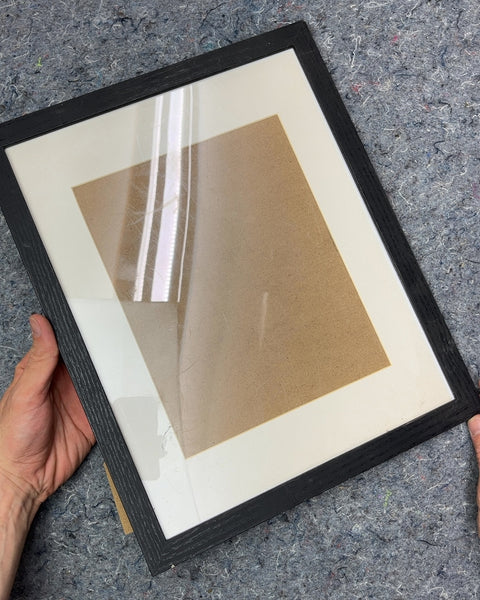 One More Black Wood Picture Frame with Mat With Sturdy Easel Back, 12x15"