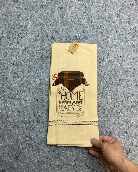 Embroidered Honey Jar Kitchen Towel