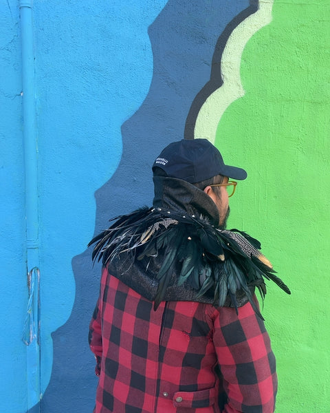 Velvet Feathered Cape, Women S/M