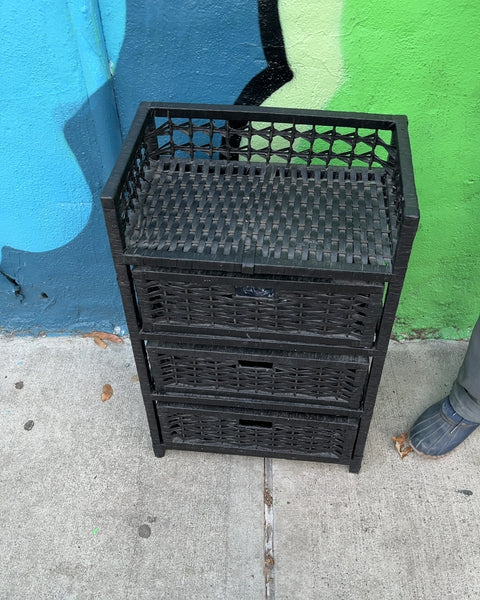 Black Woven 3-Drawer Storage Unit, W17xD10xH26"