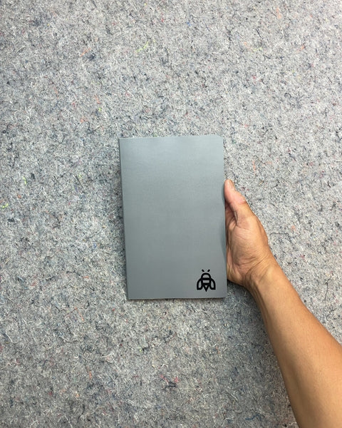 Gray Lined Notebook with Bee Logo