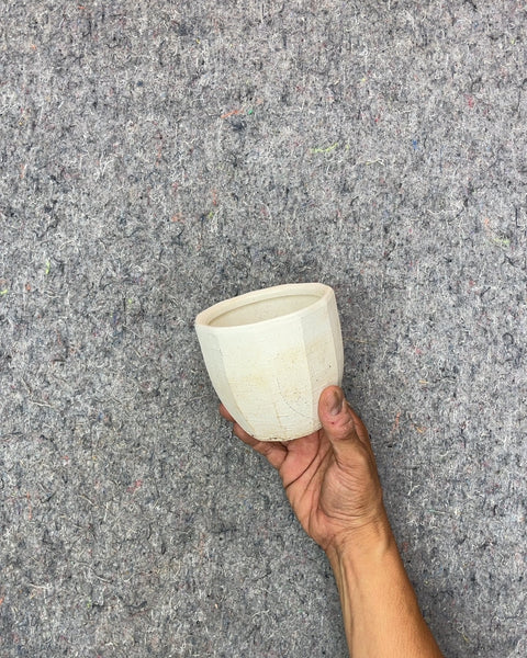 White Geometric Ceramic Planter, 4x4"