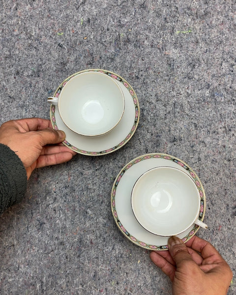 Two Pretty Tea Cups and Saucers