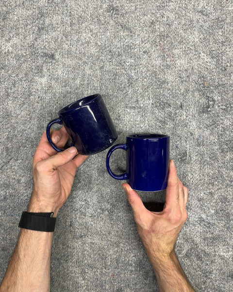 Two Cobalt Blue Ceramic Coffee Mugs
