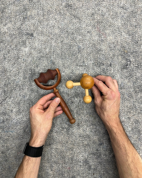 Two Wooden Manual Handheld Massage Tools