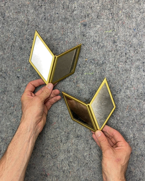Two Urban Outfitters Brass-tone Chevron Mirrors