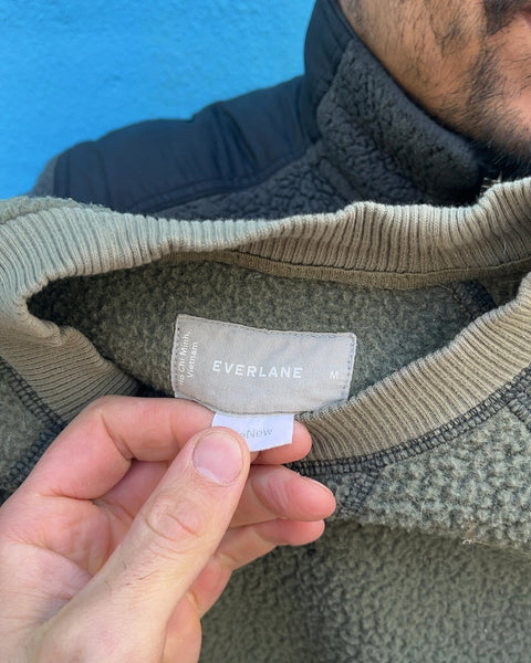 Everlane ReNew Fleece Teddy Oversized Crew Neck Sweater, Size M