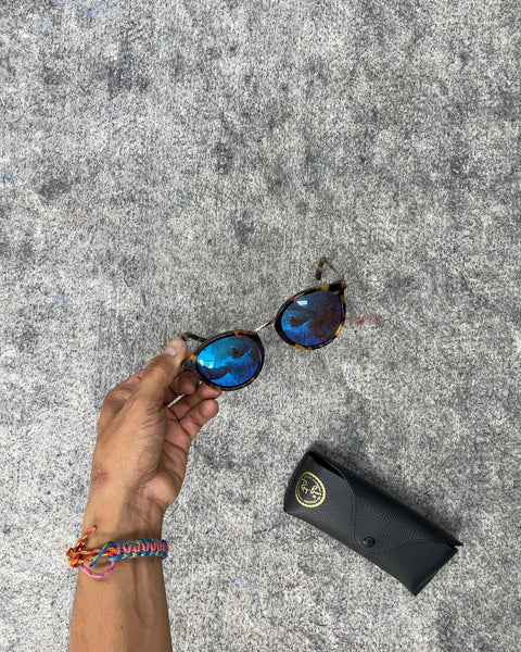 Madewell Tortoiseshell Round Sunglasses with Blue Mirrored Lenses