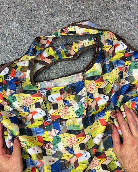 Colorful Village Print Reusable Shopping Bag