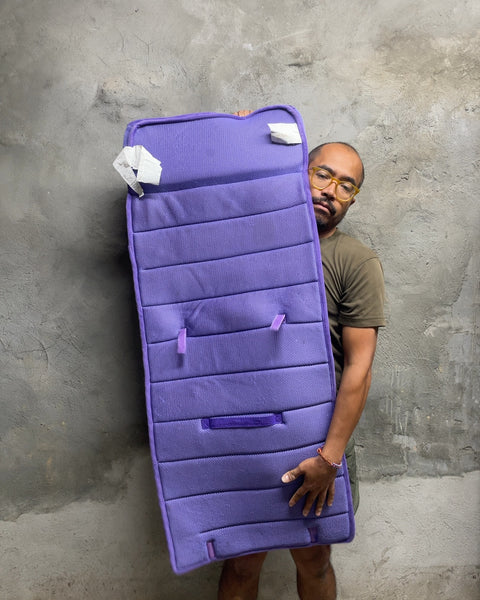 Purple Padded Roll-Up Lounger Mat with Built-In Pillow