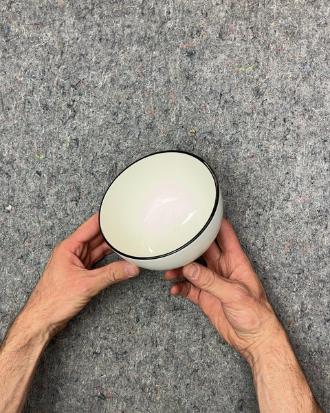 Ivory Ceramic Bowl with Black Rim