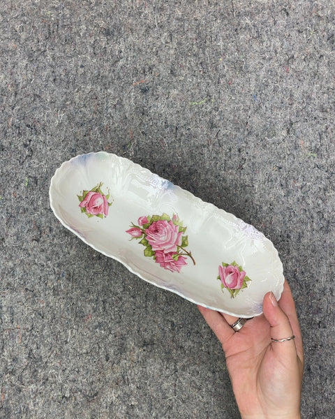 Decorative Ceramic Dish with Pink Roses