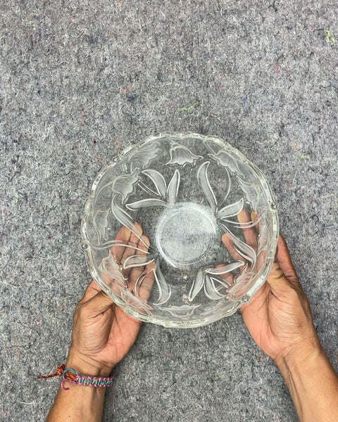 Frosted Floral Glass Bowl