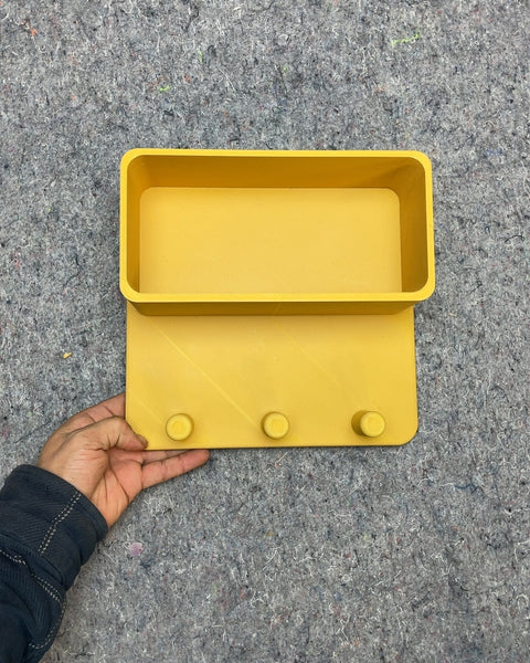 Yellow Wall Shelf with Hooks