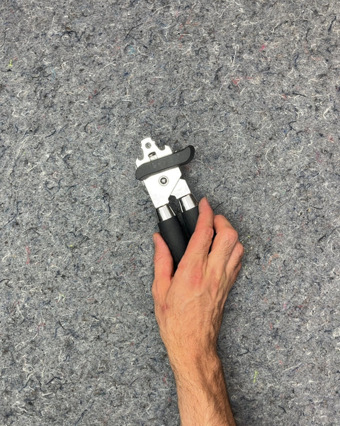 Manual Can Opener with Black Grip Handles