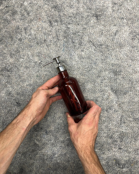Amber Glass Soap Dispenser with Metal Pump