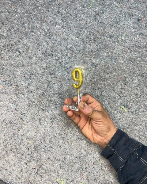Gold Number 9 Birthday Candle