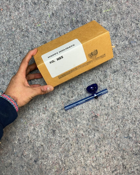 Fancy Blue Glass Smoking Pipe