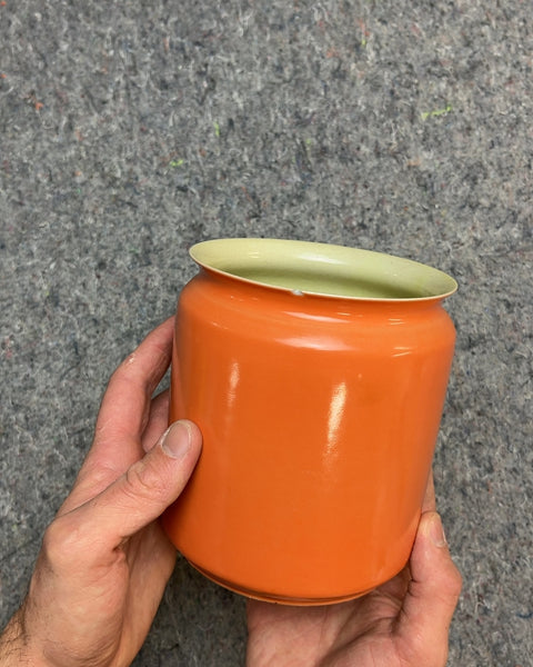 Super Pretty Vintage Chinese Orange Ceramic Canister, One Tiny Mini Chip