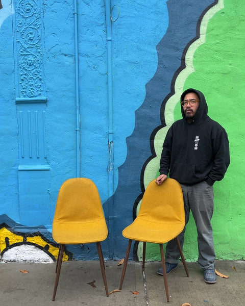 Two Upholstered Dining Chairs, Some Water Stains