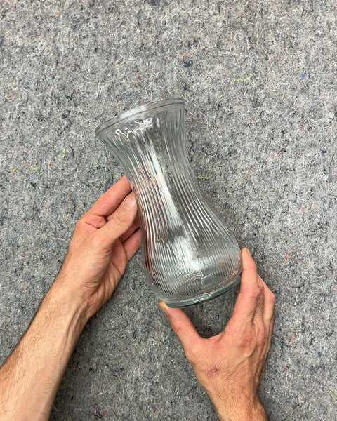 Ribbed Clear Glass Vase, H8.5"