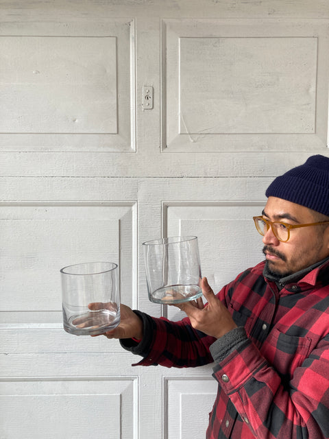 2 Shallow Round Vases, 5” Wide