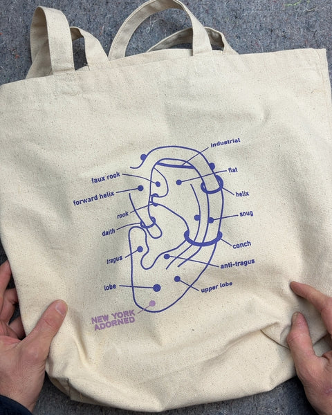 New York Adorned Ear Piercing Diagram Tote Bag