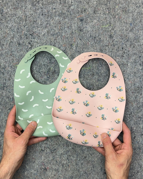 Two Cute Silicone Baby Bibs With Food Catcher