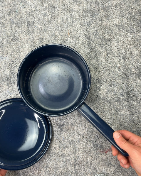 6” Navy Blue Enamel Saucepan with Lid