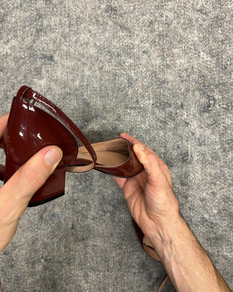 Nordstrom Noraina Patent Leather Ankle Strap Pumps, Size US 6W