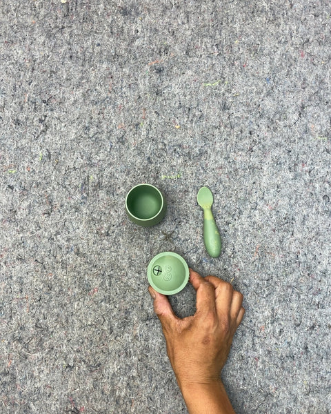 Green Baby Food Container with Spoon
