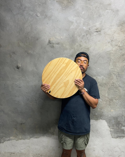 Some Round Wood Board Ready To Be Turned Into A Table, 18"