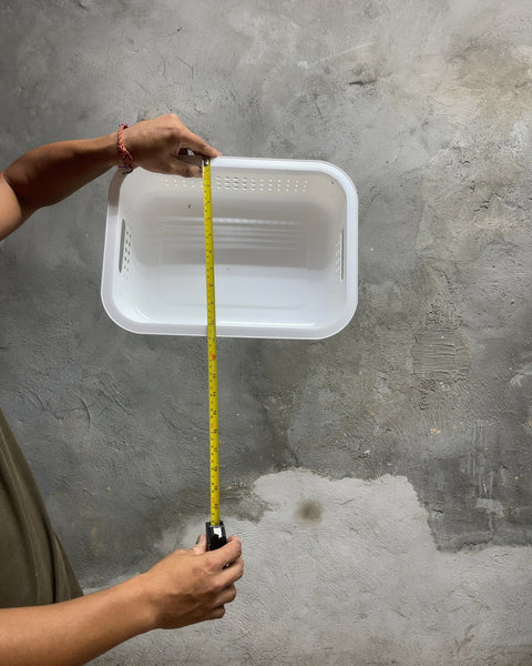 White Plastic Storage Baskets with Bamboo Lids, 14.5x10x8”