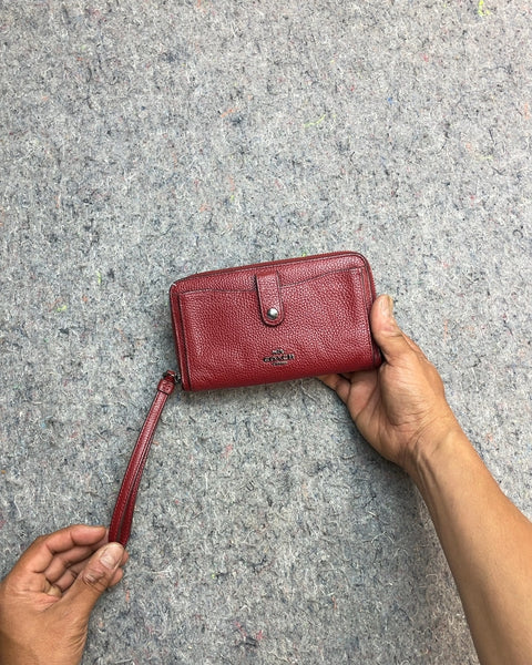 Coach Red Leather Wristlet Wallet