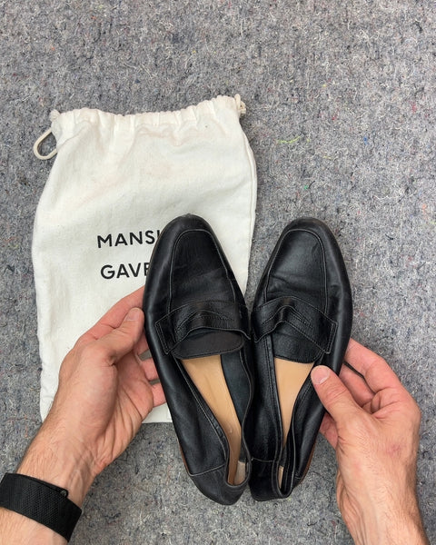 Mansur Gavriel Black Leather Loafers, Size 38.5