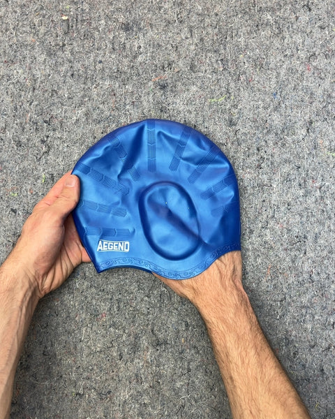 AEGEND Blue Silicone Swim Cap