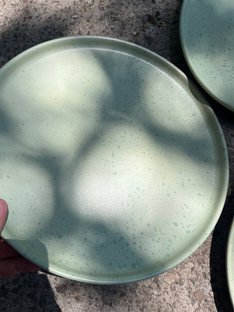 3 Cool Green Speckled Dinner Plates