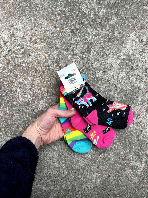 3 Pairs Of Space Cats Socks, Size Youth 8-13