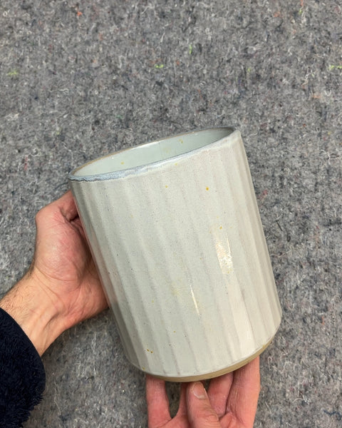 Pretty Gray Ceramic Planter, H7"