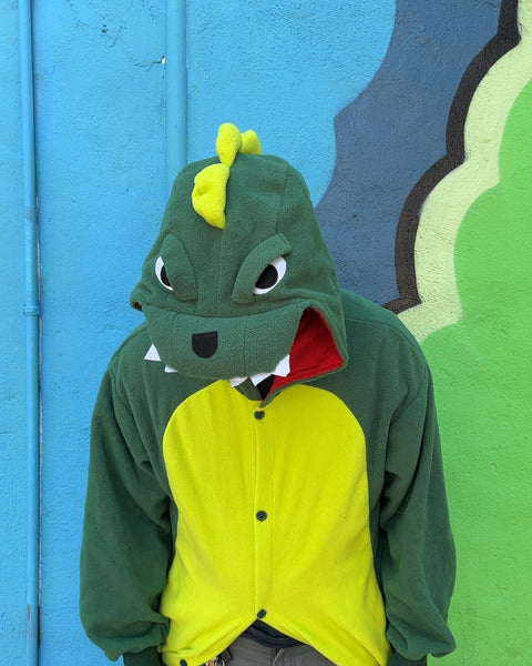 Green Dinosaur Onesie Costume, Size L