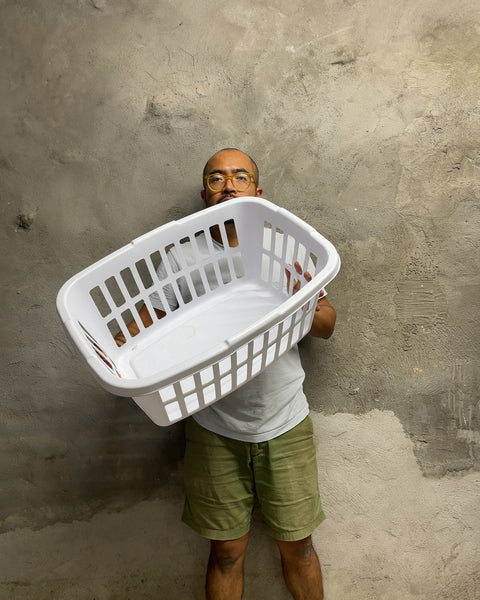 White Plastic Rectangular Laundry Basket