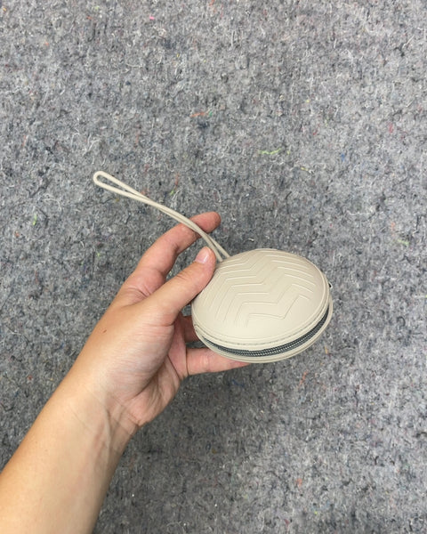 Small Beige Zippered Silicone Pouch